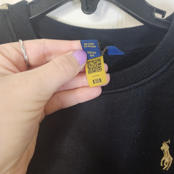 Polo Ralph Lauren Black Kids Sweatshirt Gold Trim 6 - Picture 4 of 14